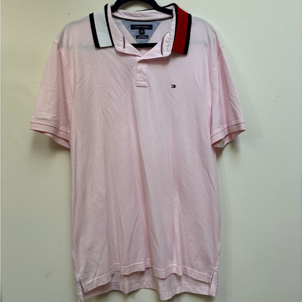 Tommy Hilfiger Light Pink Polo with Tricolor Collar